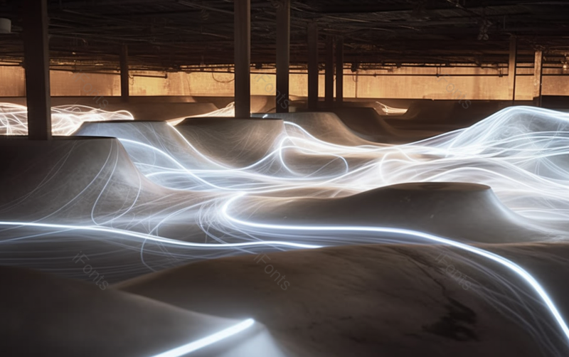 黄色公园滑板带灯滑行长曝光拍摄曲线,高清,摄影图,摄影图片,图片大全,摄影图免费下载